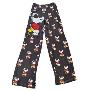 Brief Insanity Peanuts Joe Cool Snoopy Pajama Pants Women's Size M Black Wide
